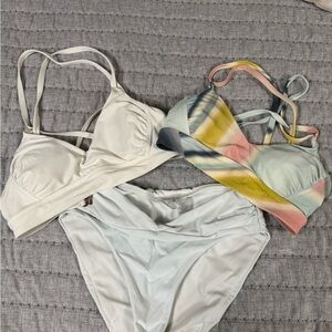 Colorful and White Bikini Set